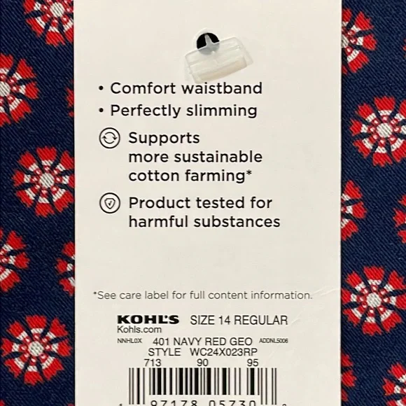 Croft & Barrow Women Skort Size 14 Regular Mid rise Blue White Red Pockets NWT - Picture 5 of 15